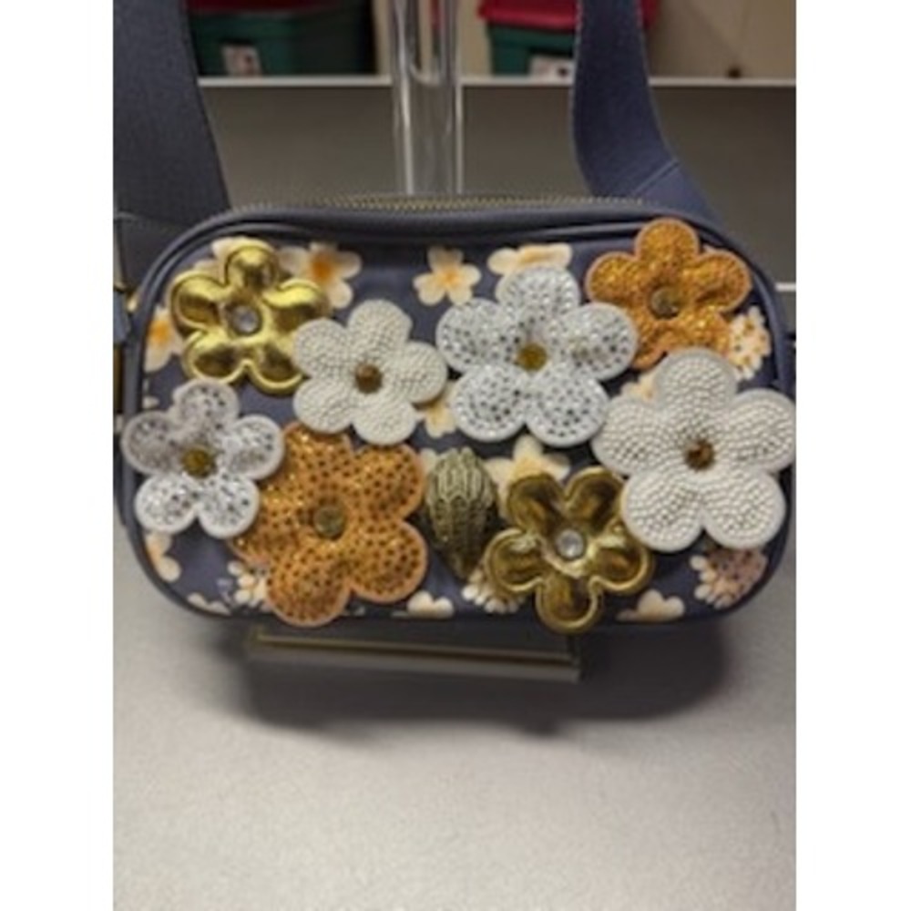 Kurt Geiger London Blue Floral 3D Flower Eagle Head Crossbody Bag